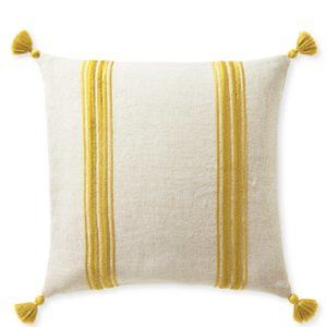 Serena & Lily Addie Stripe Tassel Pillow Cover in Yellow